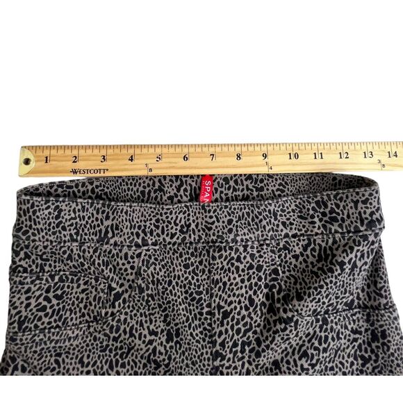 Spanx Womens High Rise Black Tan Animal Print Pull On Jean-ish Ankle Jeans Small - Picture 4 of 8